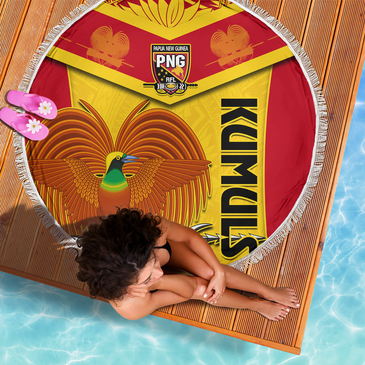 Papua New Guinea Rugby Beach Blanket 2023 Go Kumuls Pacific Dynamic Style - Wonder Print Shop