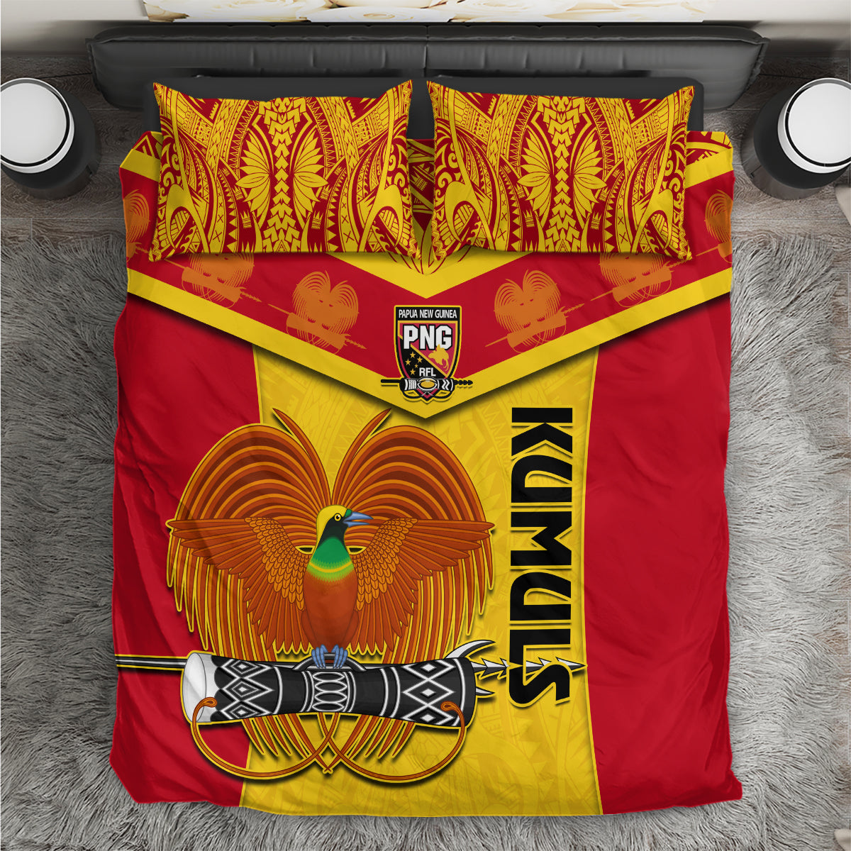 Papua New Guinea Rugby Bedding Set 2023 Go Kumuls Pacific Dynamic Style - Wonder Print Shop