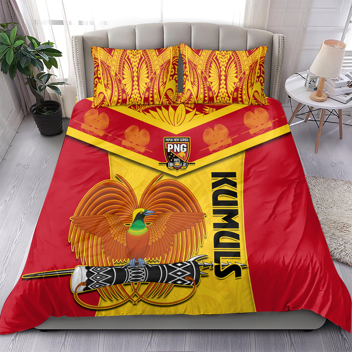Custom Papua New Guinea Rugby Bedding Set 2023 Go Kumuls Pacific Dynamic Style - Wonder Print Shop