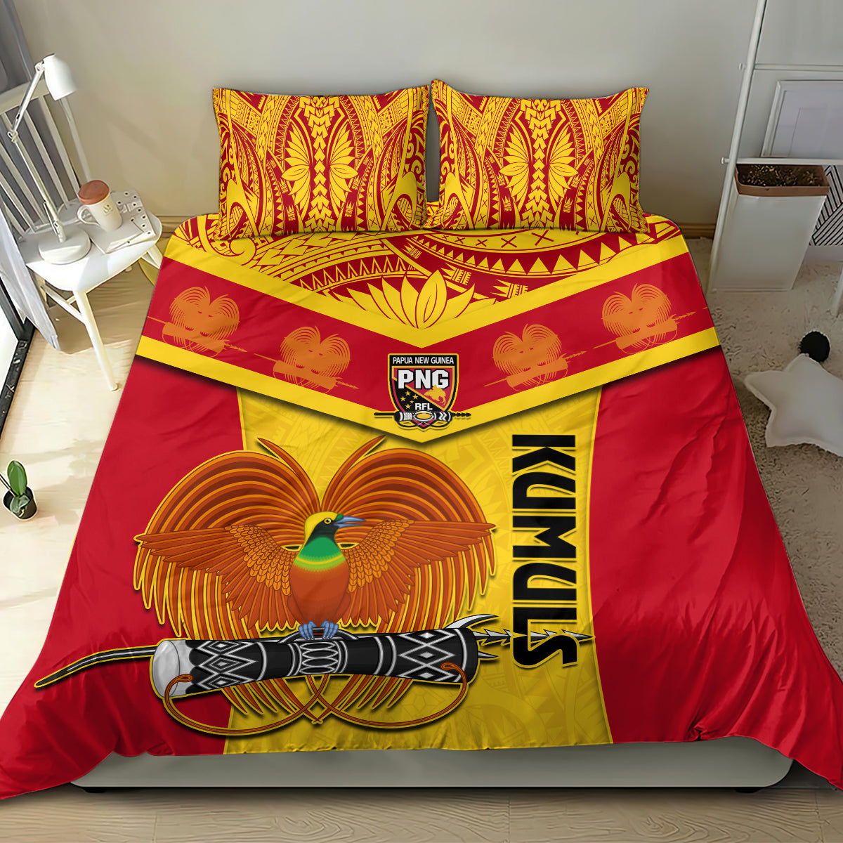 Papua New Guinea Rugby Bedding Set 2023 Go Kumuls Pacific Dynamic Style - Wonder Print Shop