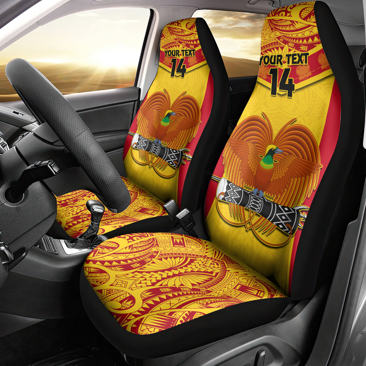 Custom Papua New Guinea Rugby Car Seat Cover 2023 Go Kumuls Pacific Dynamic Style - Wonder Print Shop