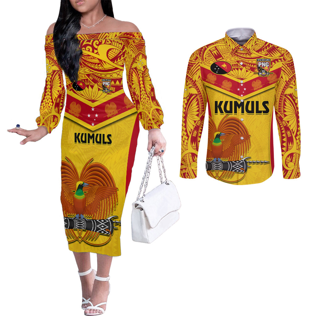 custom-papua-new-guinea-rugby-couples-matching-off-the-shoulder-long-sleeve-dress-and-long-sleeve-button-shirt-2023-go-kumuls-pacific-dynamic-style