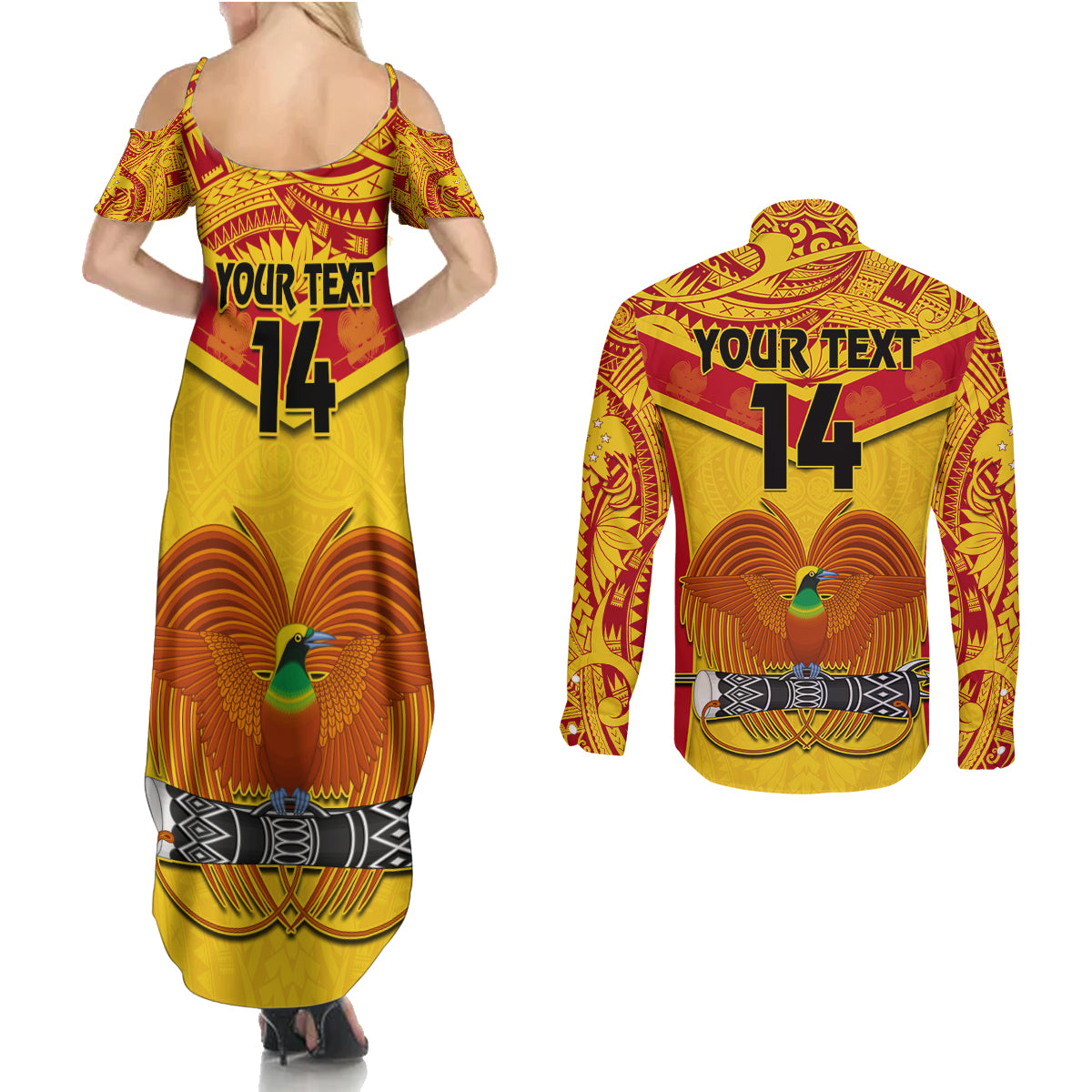 Custom Papua New Guinea Rugby Couples Matching Summer Maxi Dress and Long Sleeve Button Shirt 2023 Go Kumuls Pacific Dynamic Style - Wonder Print Shop