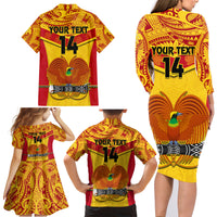 Custom Papua New Guinea Rugby Family Matching Long Sleeve Bodycon Dress and Hawaiian Shirt 2023 Go Kumuls Pacific Dynamic Style - Wonder Print Shop