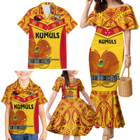 Custom Papua New Guinea Rugby Family Matching Mermaid Dress and Hawaiian Shirt 2023 Go Kumuls Pacific Dynamic Style - Wonder Print Shop
