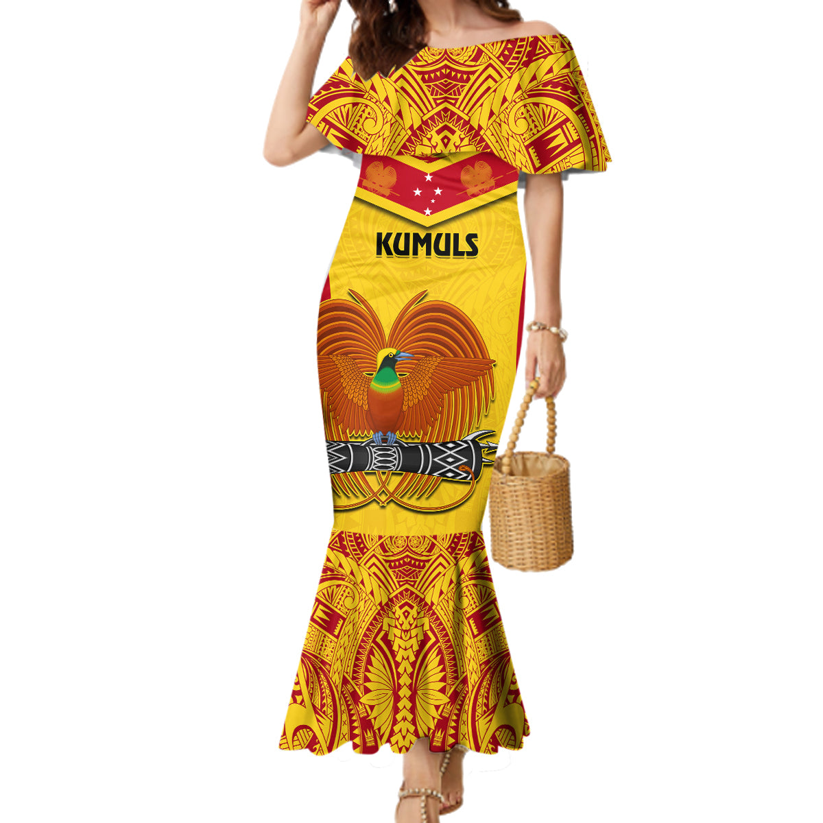 Custom Papua New Guinea Rugby Family Matching Mermaid Dress and Hawaiian Shirt 2023 Go Kumuls Pacific Dynamic Style - Wonder Print Shop