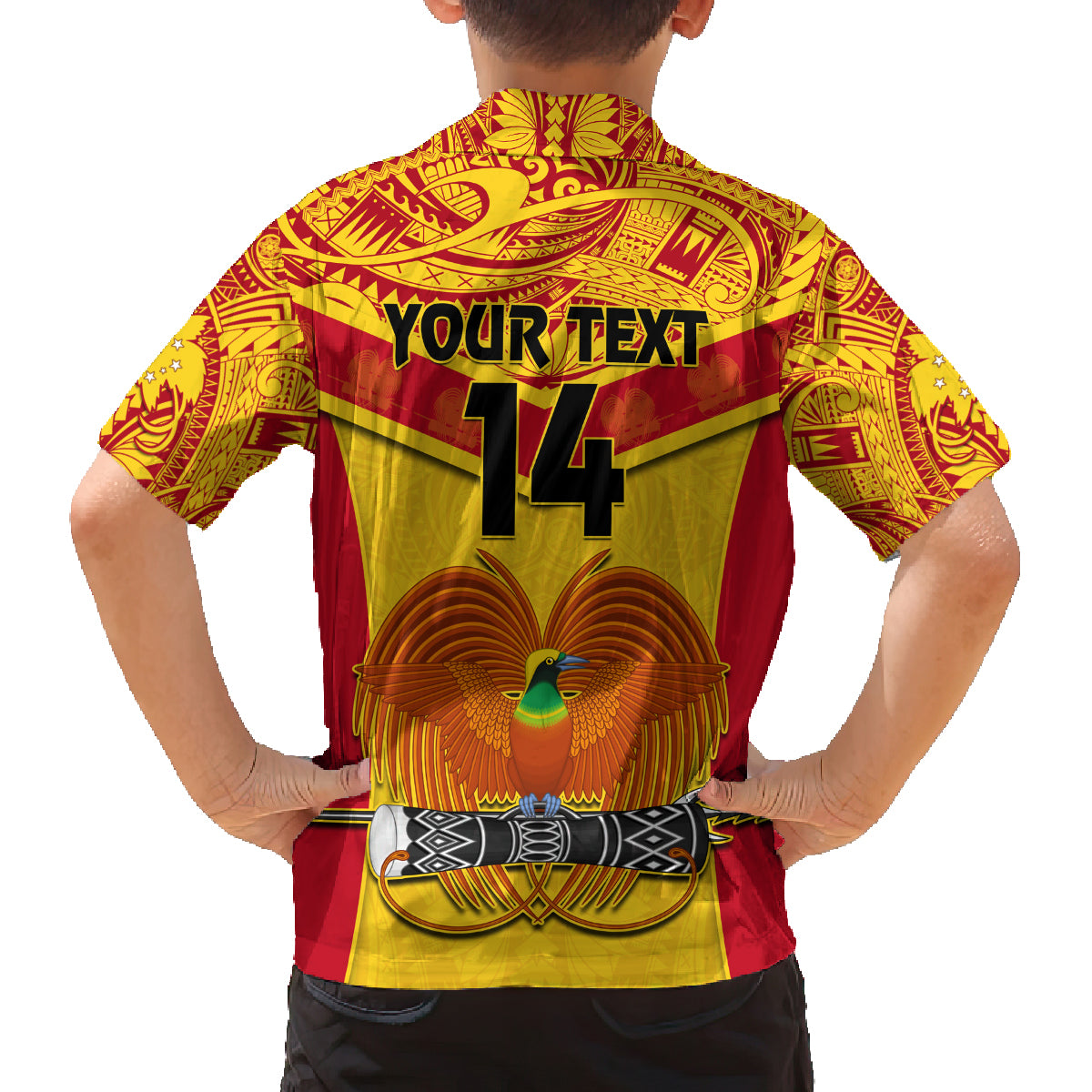 Custom Papua New Guinea Rugby Family Matching Off Shoulder Long Sleeve Dress and Hawaiian Shirt 2023 Go Kumuls Pacific Dynamic Style - Wonder Print Shop