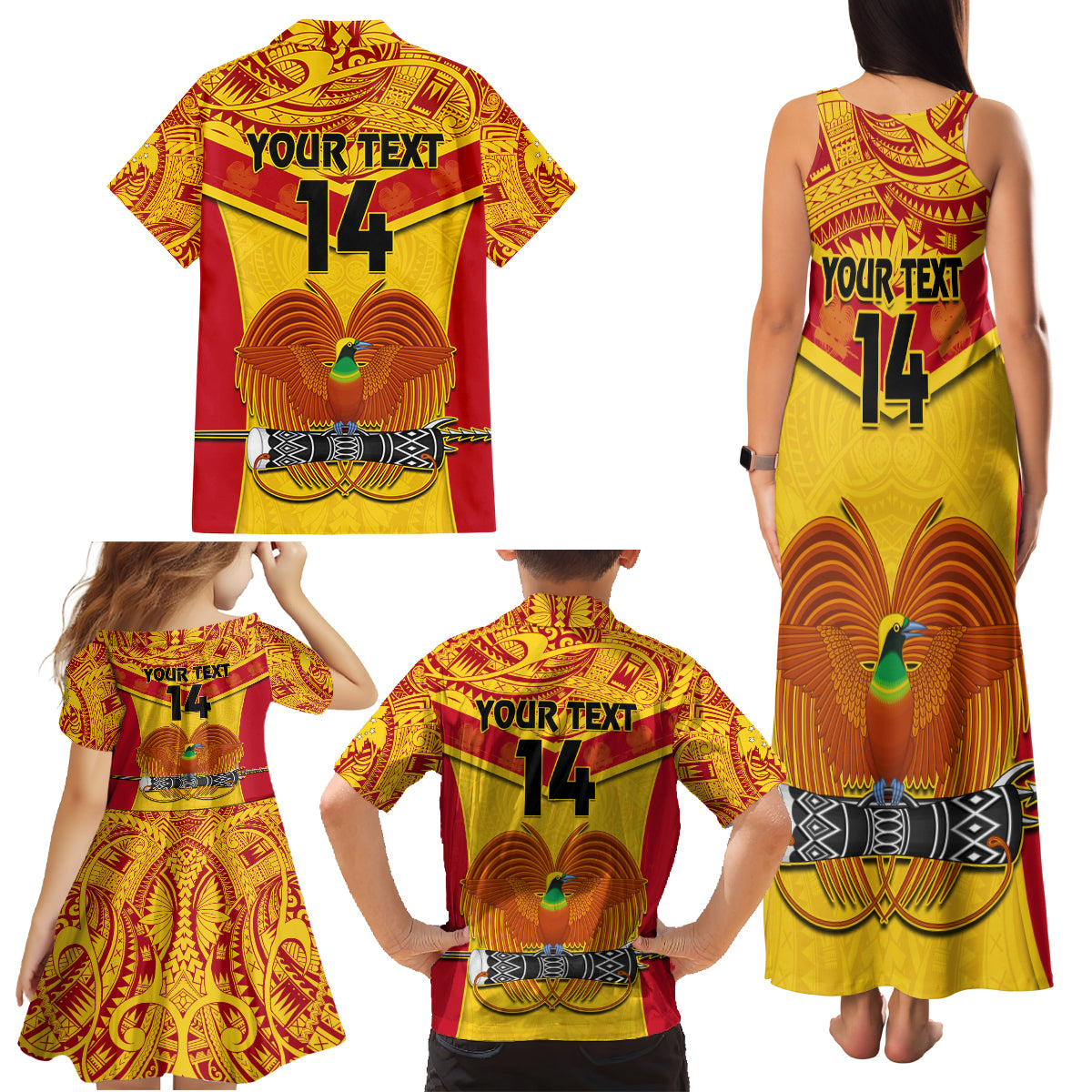 Custom Papua New Guinea Rugby Family Matching Tank Maxi Dress and Hawaiian Shirt 2023 Go Kumuls Pacific Dynamic Style - Wonder Print Shop