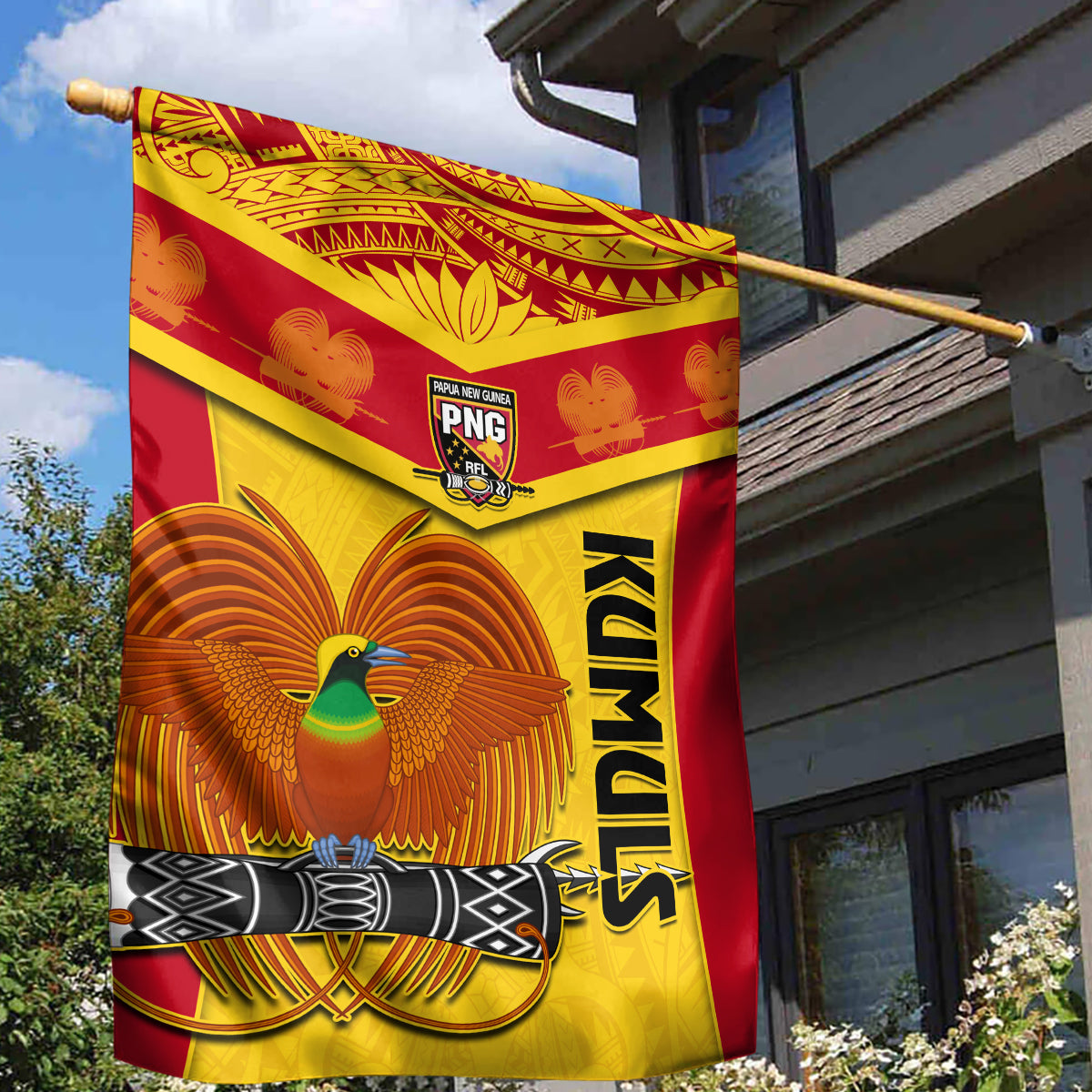 Custom Papua New Guinea Rugby Garden Flag 2023 Go Kumuls Pacific Dynamic Style - Wonder Print Shop