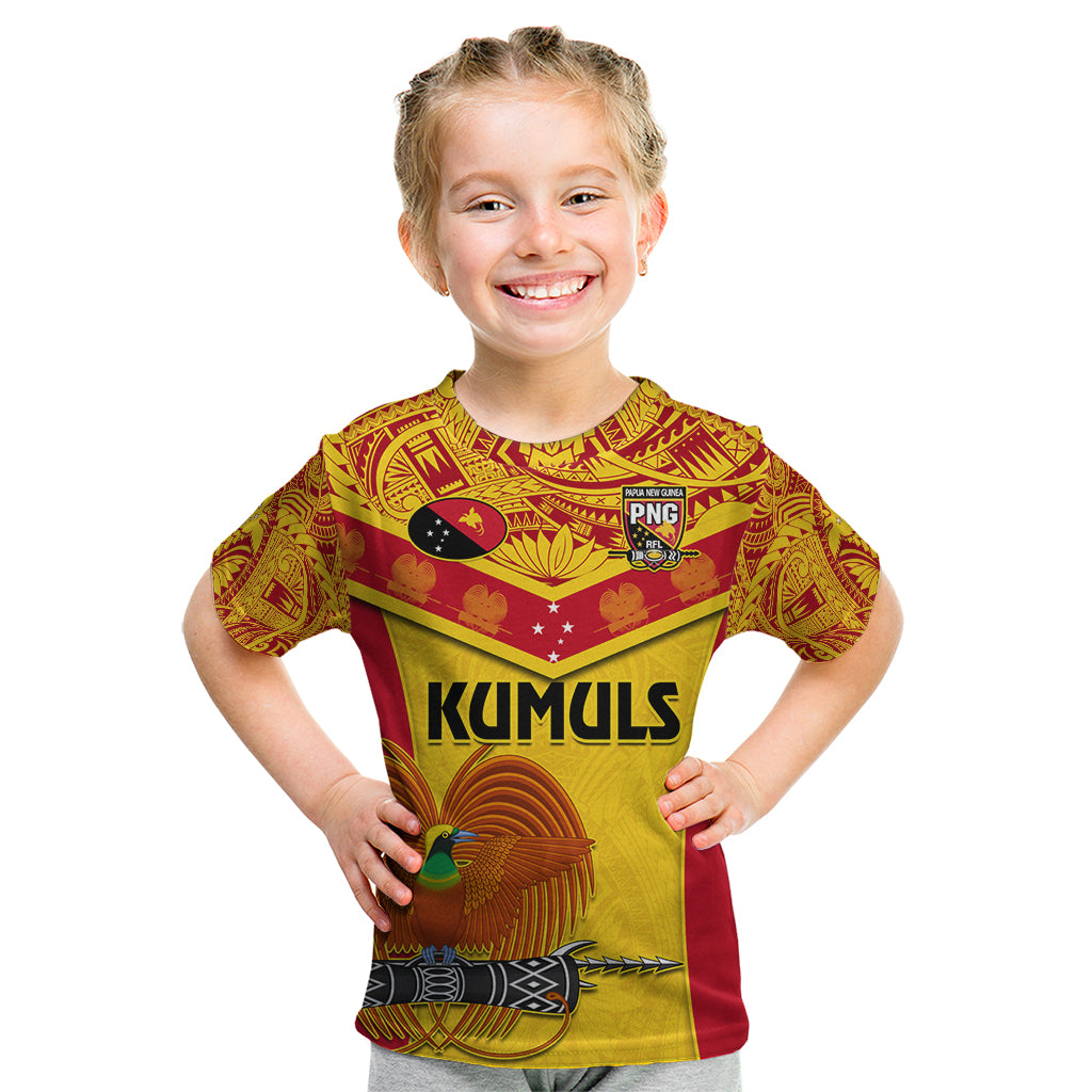 Custom Papua New Guinea Rugby Kid T Shirt 2023 Go Kumuls Pacific Dynamic Style - Wonder Print Shop
