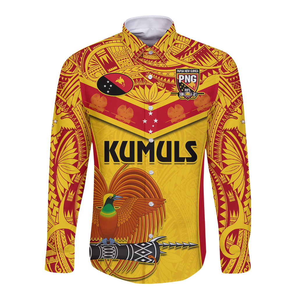 Custom Papua New Guinea Rugby Long Sleeve Button Shirt 2023 Go Kumuls Pacific Dynamic Style - Wonder Print Shop