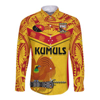 Custom Papua New Guinea Rugby Long Sleeve Button Shirt 2023 Go Kumuls Pacific Dynamic Style - Wonder Print Shop