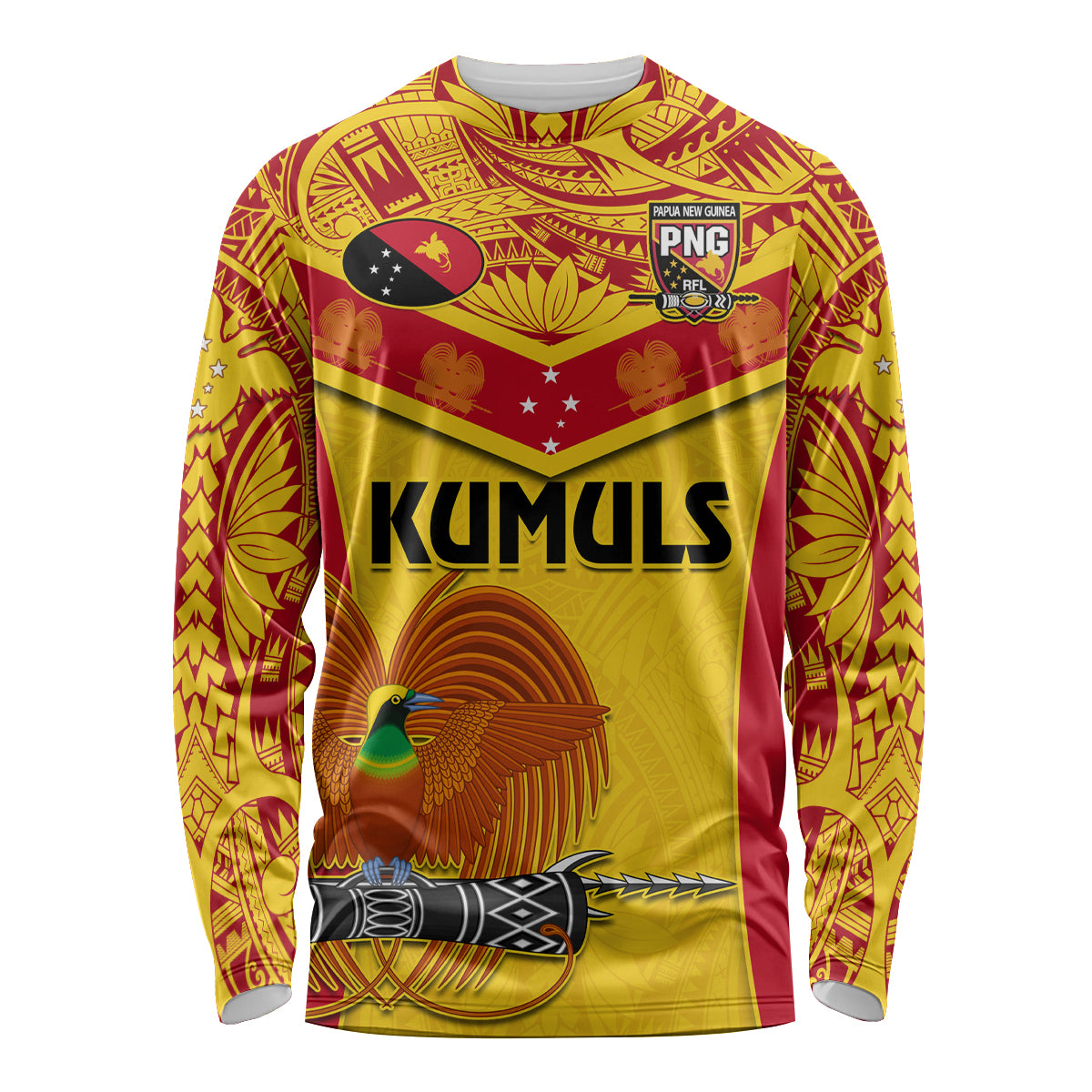 Custom Papua New Guinea Rugby Long Sleeve Shirt 2023 Go Kumuls Pacific Dynamic Style - Wonder Print Shop