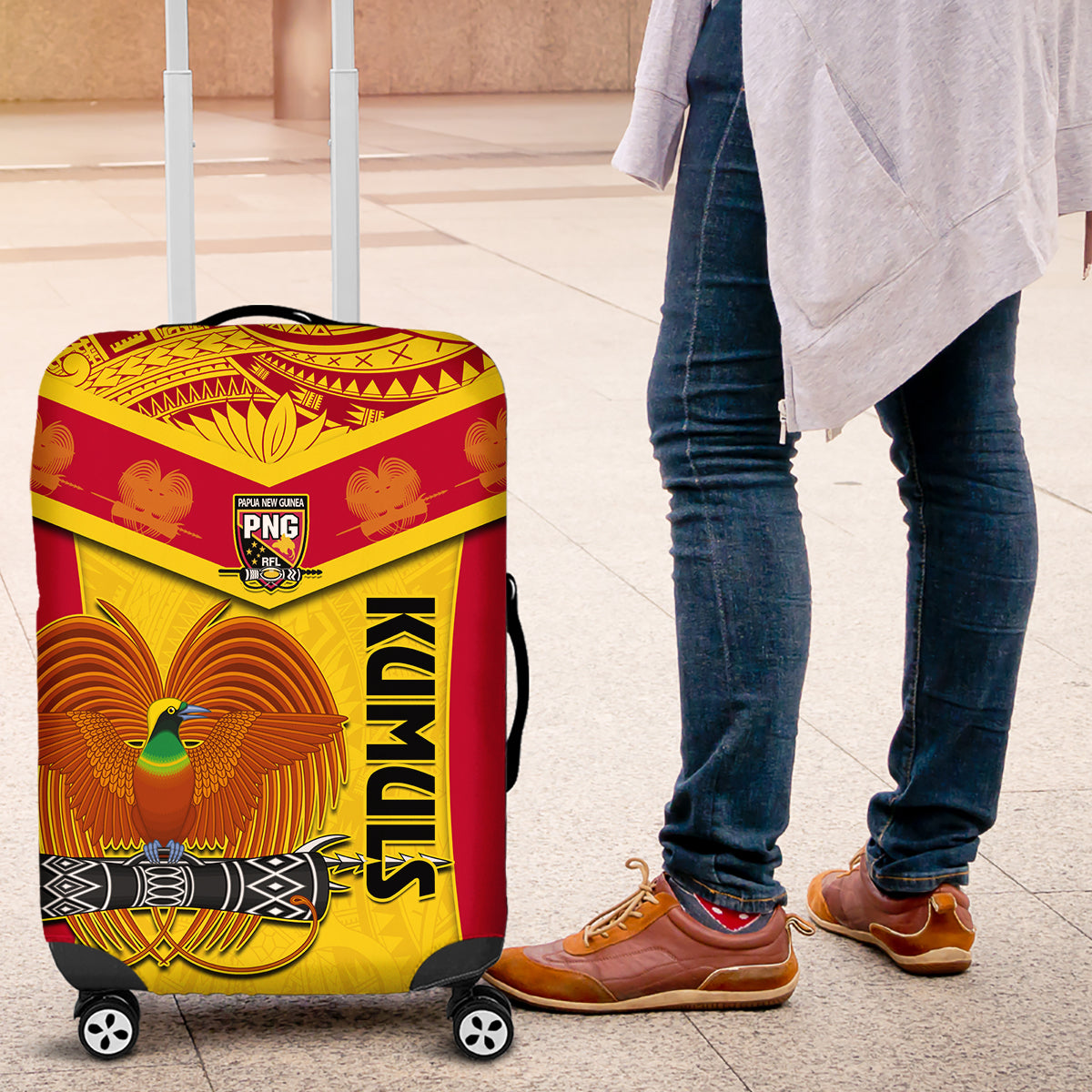 Custom Papua New Guinea Rugby Luggage Cover 2023 Go Kumuls Pacific Dynamic Style - Wonder Print Shop