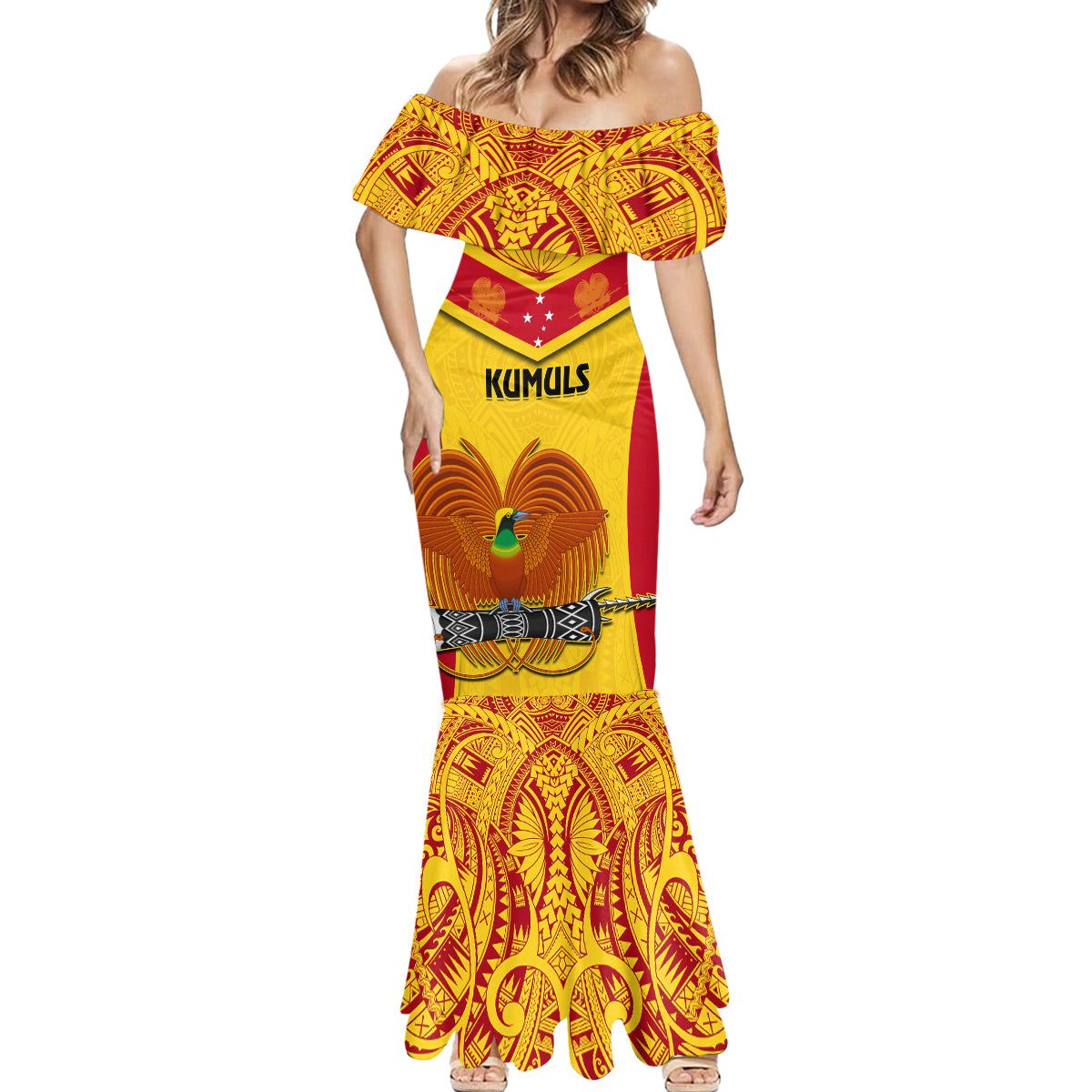 Custom Papua New Guinea Rugby Mermaid Dress 2023 Go Kumuls Pacific Dynamic Style - Wonder Print Shop