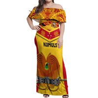 Custom Papua New Guinea Rugby Off Shoulder Maxi Dress 2023 Go Kumuls Pacific Dynamic Style - Wonder Print Shop