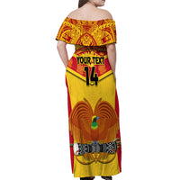 Custom Papua New Guinea Rugby Off Shoulder Maxi Dress 2023 Go Kumuls Pacific Dynamic Style - Wonder Print Shop