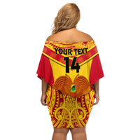 Custom Papua New Guinea Rugby Off Shoulder Short Dress 2023 Go Kumuls Pacific Dynamic Style - Wonder Print Shop