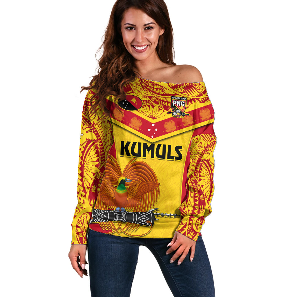 Custom Papua New Guinea Rugby Off Shoulder Sweater 2023 Go Kumuls Pacific Dynamic Style - Wonder Print Shop