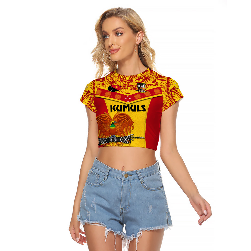 Custom Papua New Guinea Rugby Raglan Cropped T Shirt 2023 Go Kumuls Pacific Dynamic Style - Wonder Print Shop