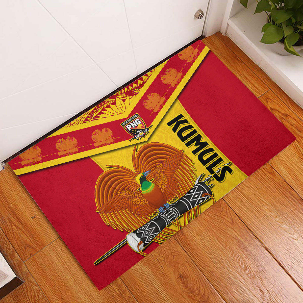 Custom Papua New Guinea Rugby Rubber Doormat 2023 Go Kumuls Pacific Dynamic Style - Wonder Print Shop
