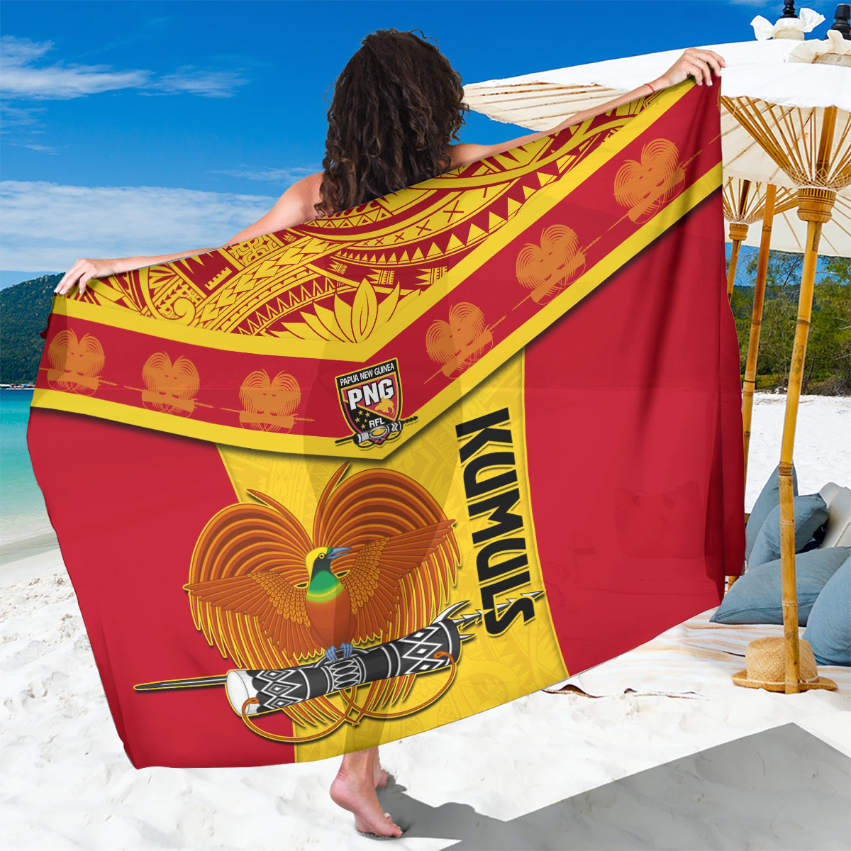 Papua New Guinea Rugby Sarong 2023 Go Kumuls Pacific Dynamic Style - Wonder Print Shop
