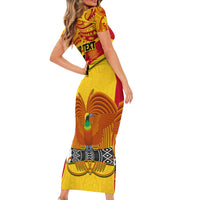 Custom Papua New Guinea Rugby Short Sleeve Bodycon Dress 2023 Go Kumuls Pacific Dynamic Style - Wonder Print Shop