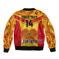 Custom Papua New Guinea Rugby Sleeve Zip Bomber Jacket 2023 Go Kumuls Pacific Dynamic Style - Wonder Print Shop