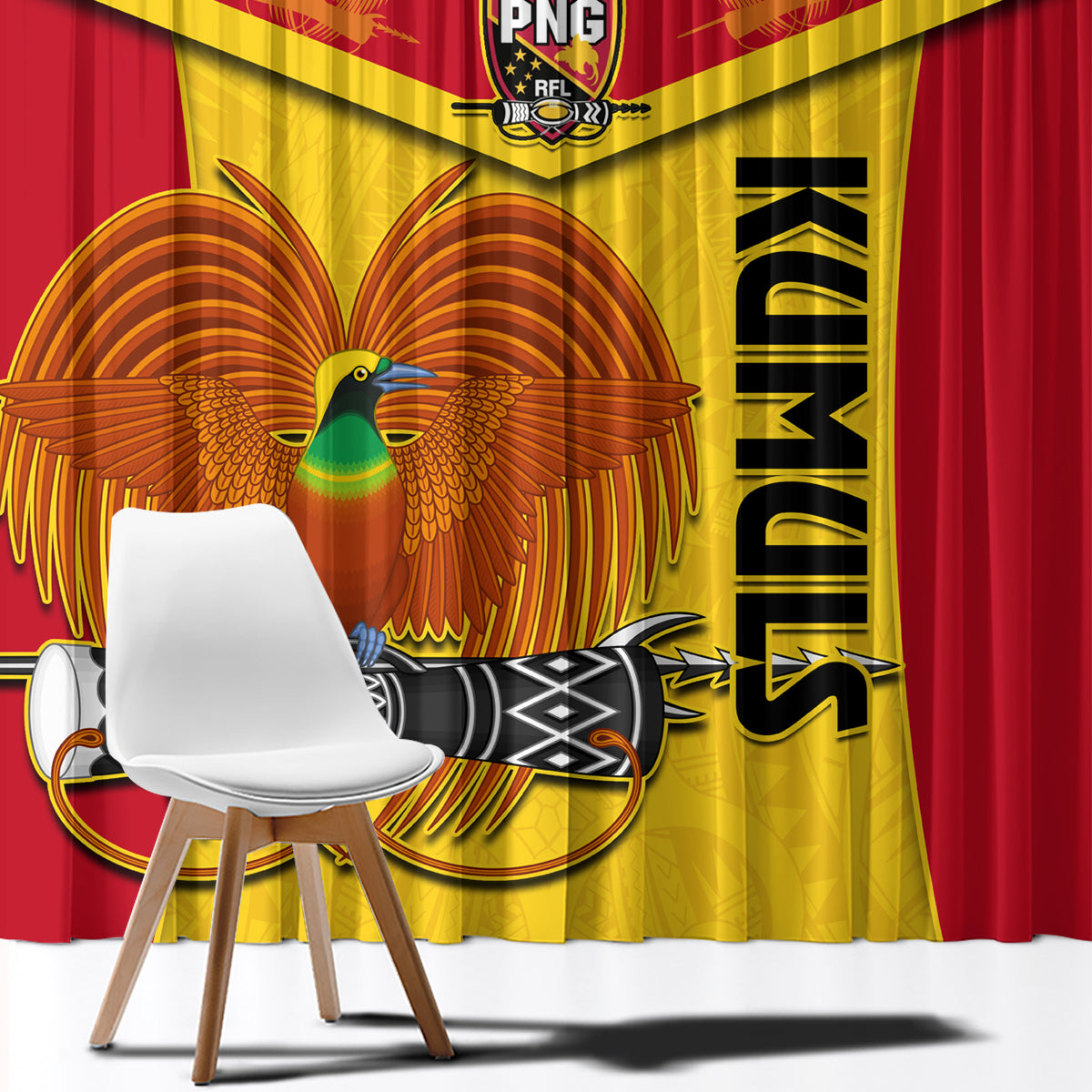 Papua New Guinea Rugby Window Curtain 2023 Go Kumuls Pacific Dynamic Style - Wonder Print Shop