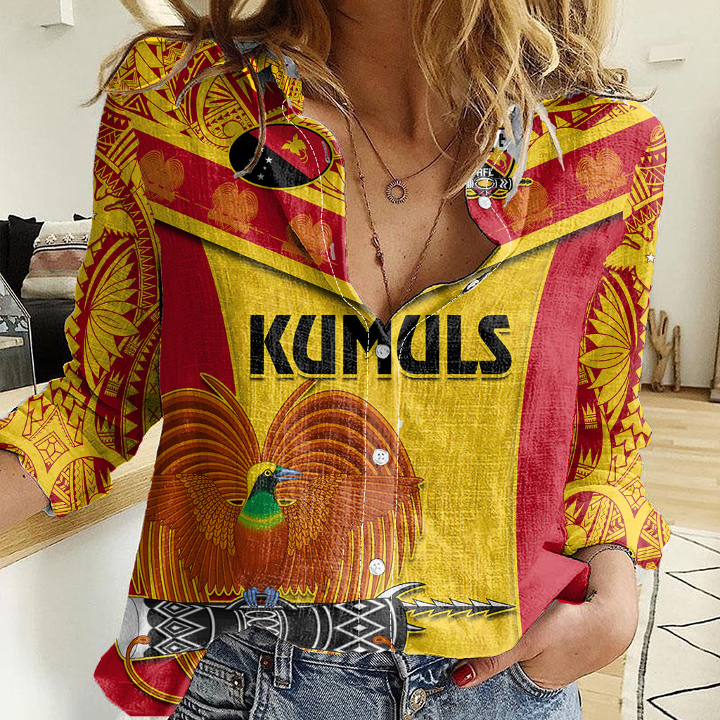 Custom Papua New Guinea Rugby Women Casual Shirt 2023 Go Kumuls Pacific Dynamic Style - Wonder Print Shop