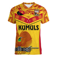 Custom Papua New Guinea Rugby Women V Neck T Shirt 2023 Go Kumuls Pacific Dynamic Style - Wonder Print Shop