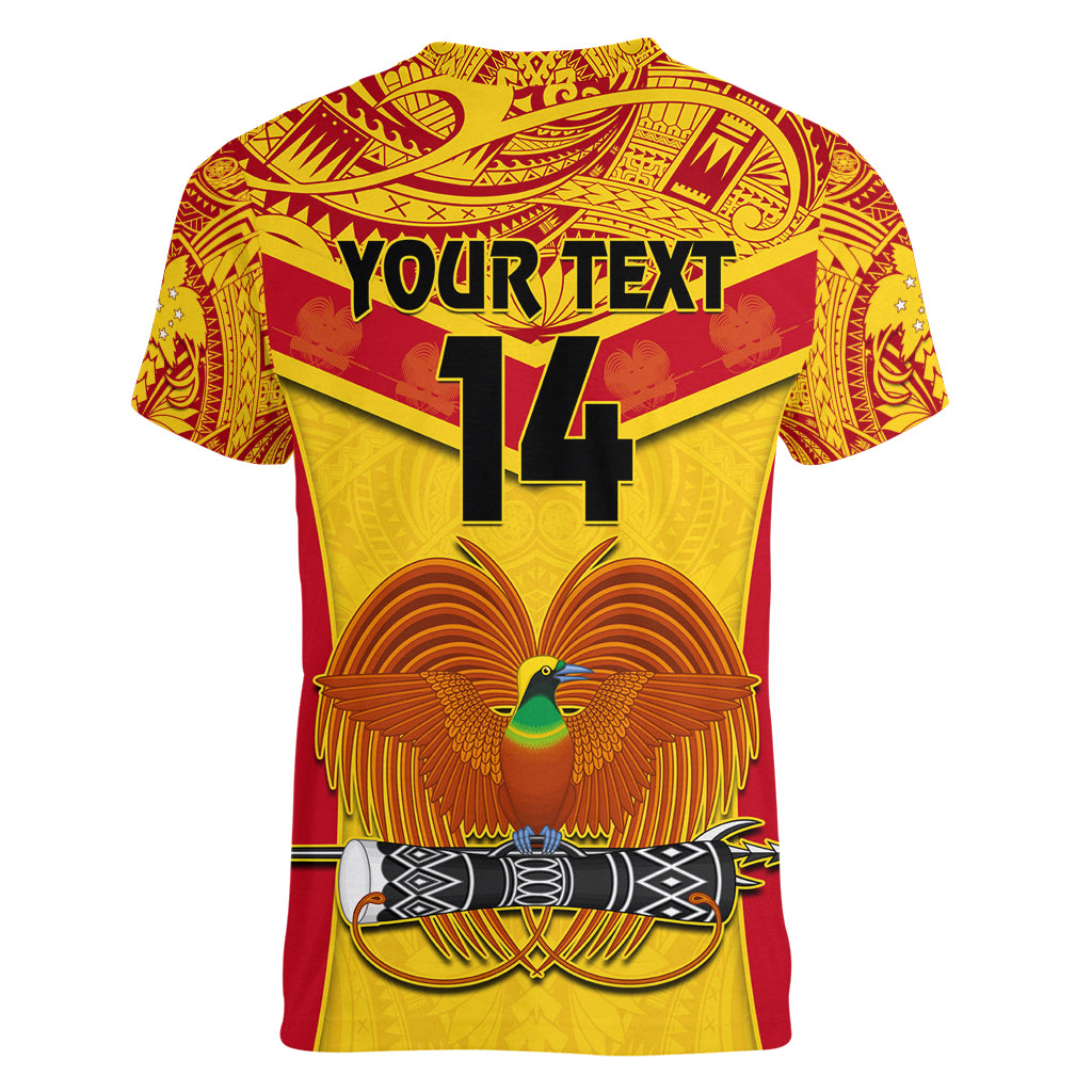 Custom Papua New Guinea Rugby Women V Neck T Shirt 2023 Go Kumuls Pacific Dynamic Style - Wonder Print Shop