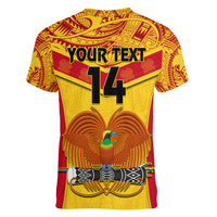 Custom Papua New Guinea Rugby Women V Neck T Shirt 2023 Go Kumuls Pacific Dynamic Style - Wonder Print Shop