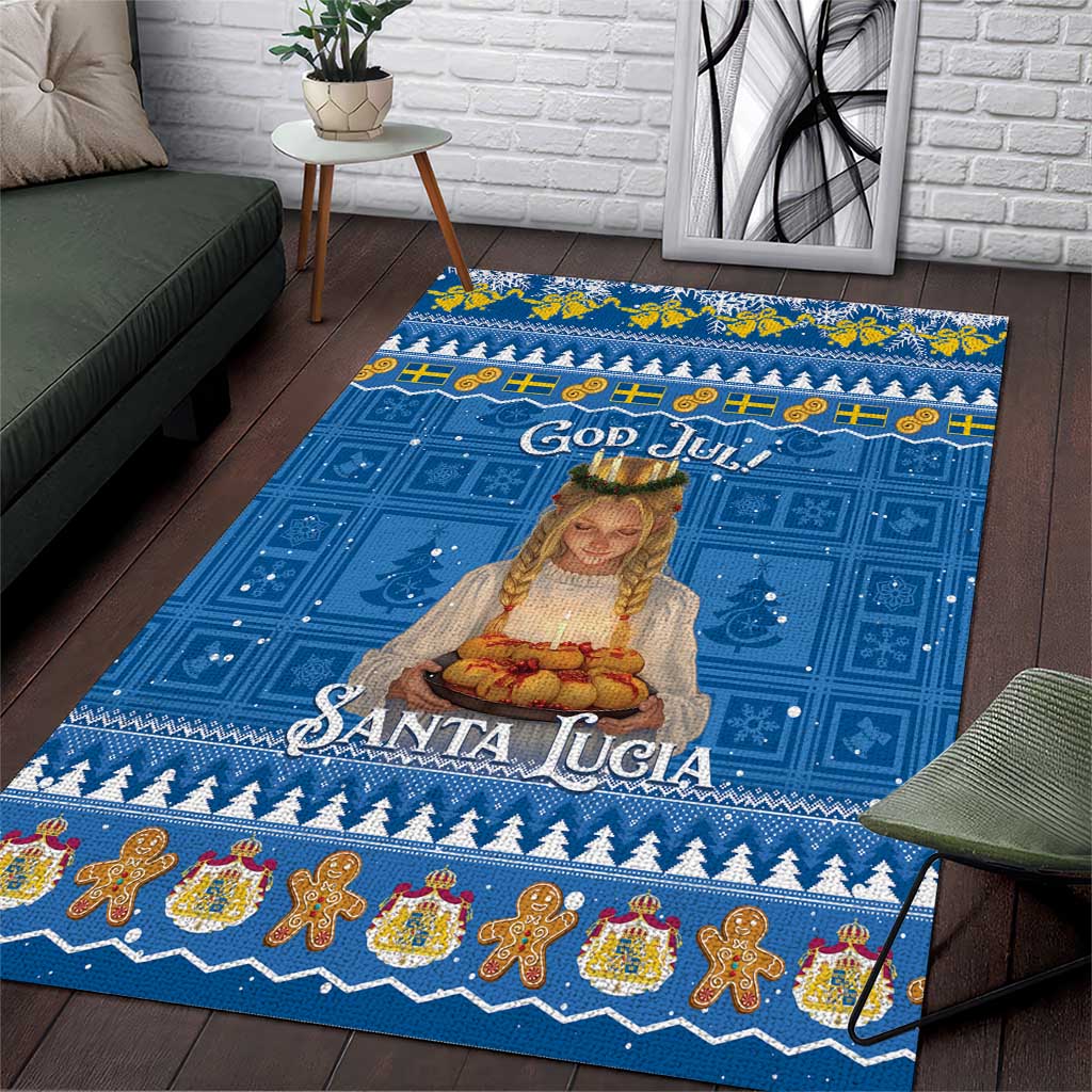 Sweden Christmas Area Rug God Jul! Santa Lucia - Wonder Print Shop