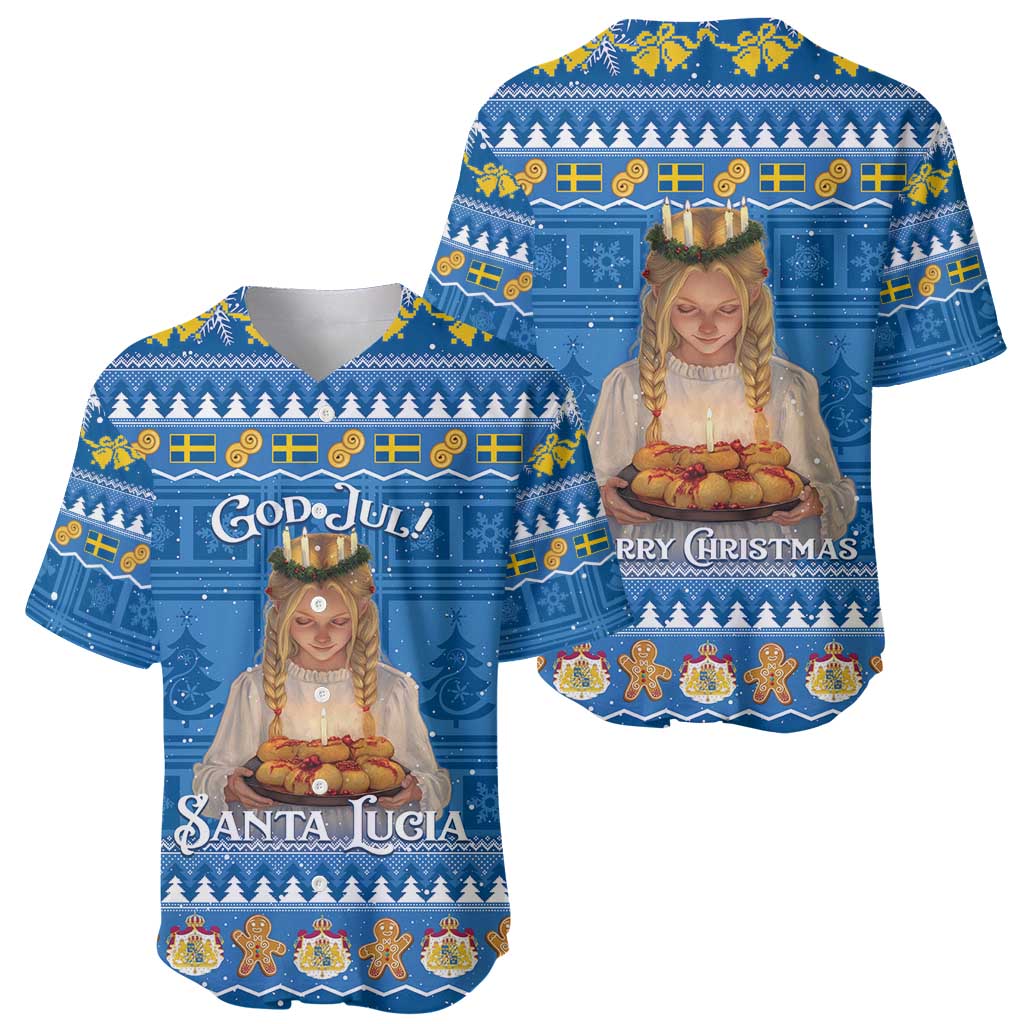 Sweden Christmas Baseball Jersey God Jul! Santa Lucia - Wonder Print Shop