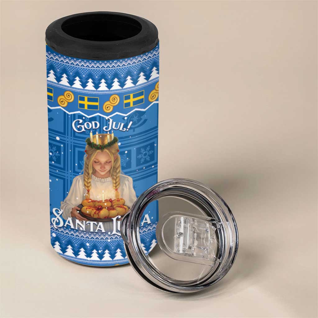 Sweden Christmas 4 in 1 Can Cooler Tumbler God Jul! Santa Lucia - Wonder Print Shop