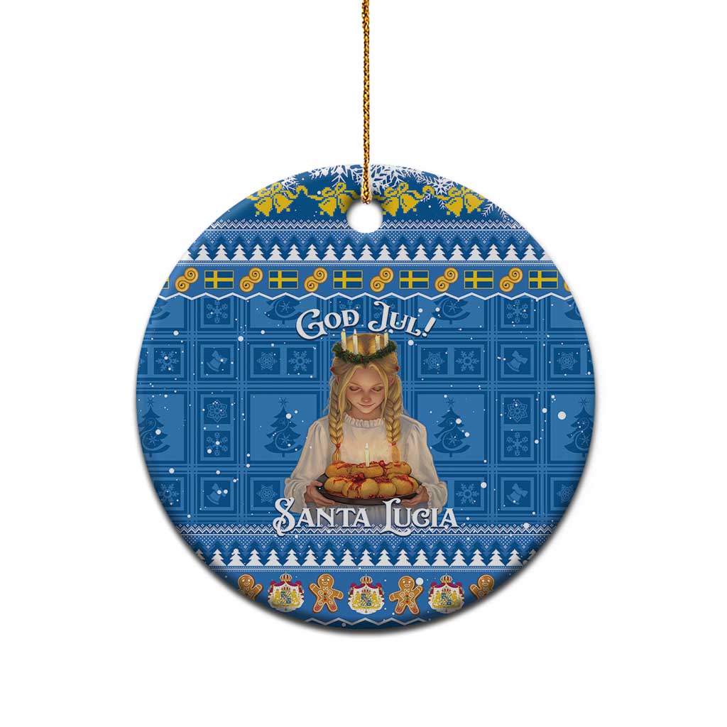 Sweden Christmas Ceramic Ornament God Jul! Santa Lucia - Wonder Print Shop