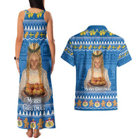 Sweden Christmas Couples Matching Tank Maxi Dress and Hawaiian Shirt God Jul! Santa Lucia - Wonder Print Shop