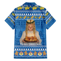Sweden Christmas Family Matching Long Sleeve Bodycon Dress and Hawaiian Shirt God Jul! Santa Lucia - Wonder Print Shop