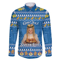 Sweden Christmas Family Matching Long Sleeve Bodycon Dress and Hawaiian Shirt God Jul! Santa Lucia - Wonder Print Shop