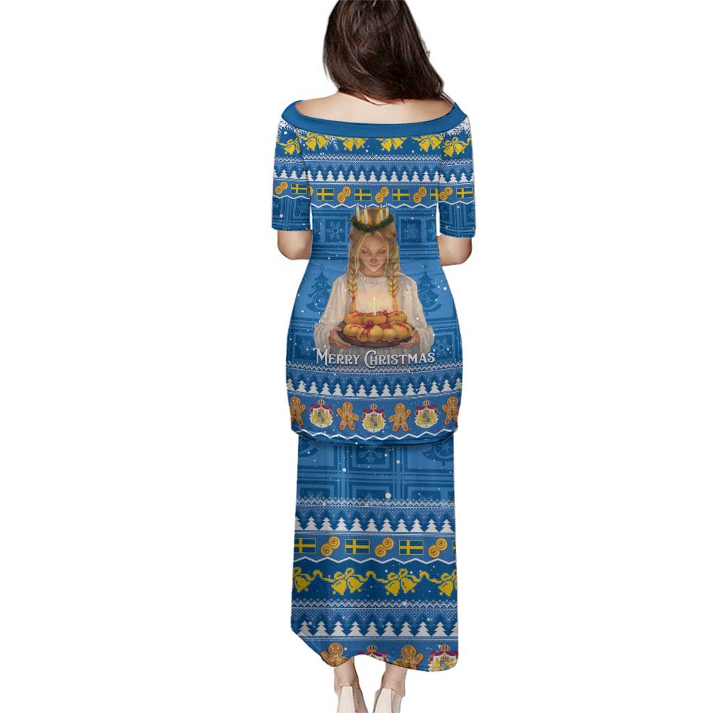 Sweden Christmas Family Matching Puletasi and Hawaiian Shirt God Jul! Santa Lucia - Wonder Print Shop