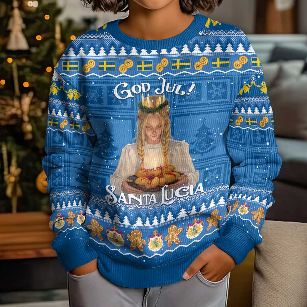 Sweden Christmas Kid Ugly Christmas Sweater God Jul! Santa Lucia - Wonder Print Shop