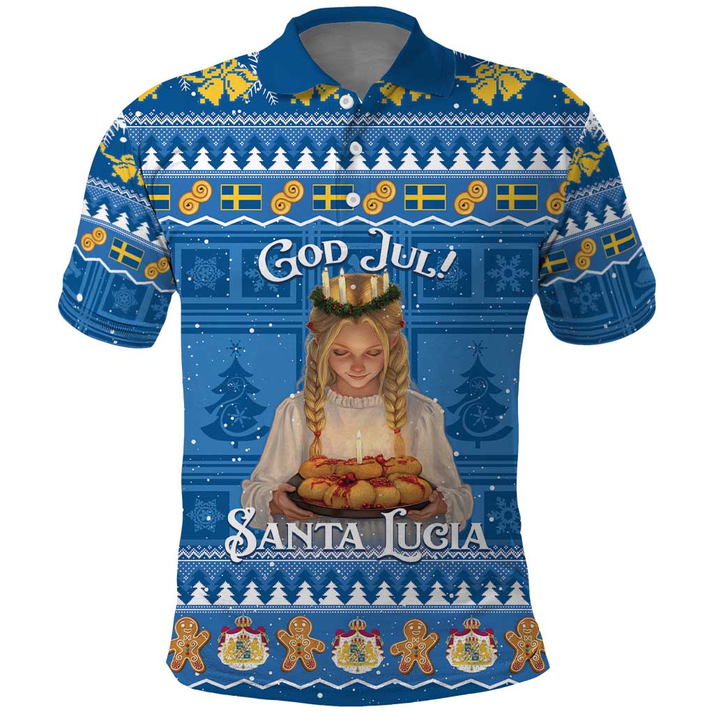 Sweden Christmas Polo Shirt God Jul! Santa Lucia - Wonder Print Shop