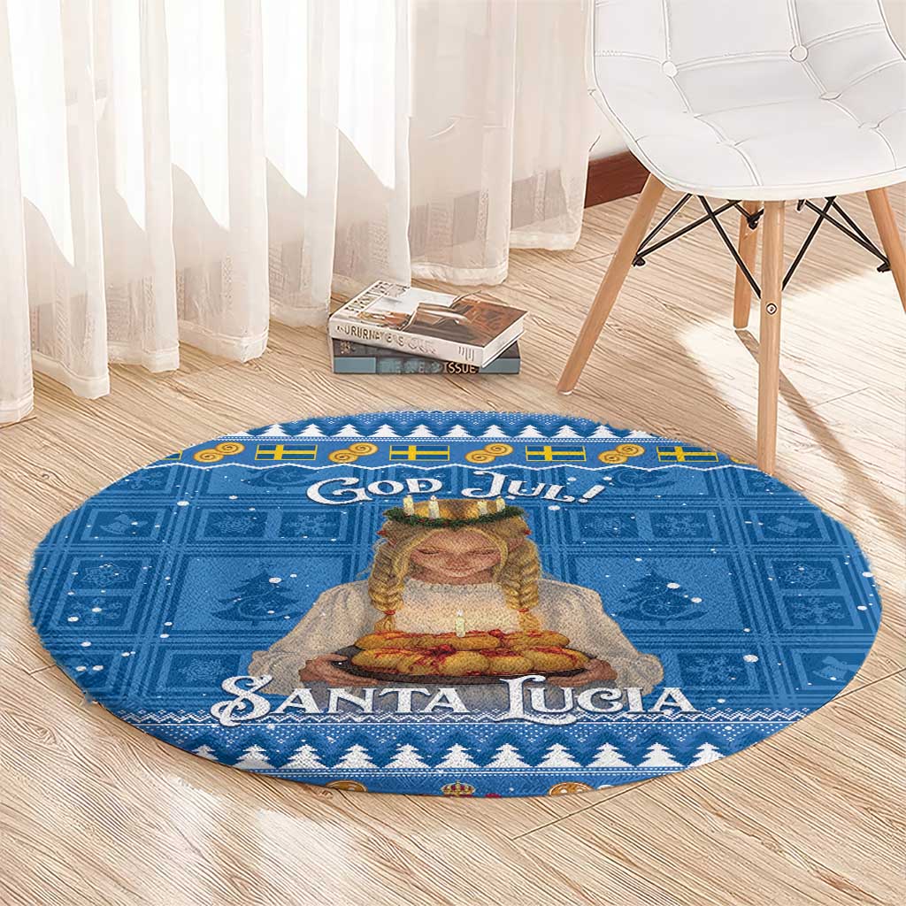Sweden Christmas Round Carpet God Jul! Santa Lucia