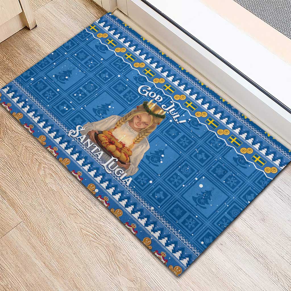 Sweden Christmas Rubber Doormat God Jul! Santa Lucia - Wonder Print Shop