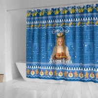 Sweden Christmas Shower Curtain God Jul! Santa Lucia