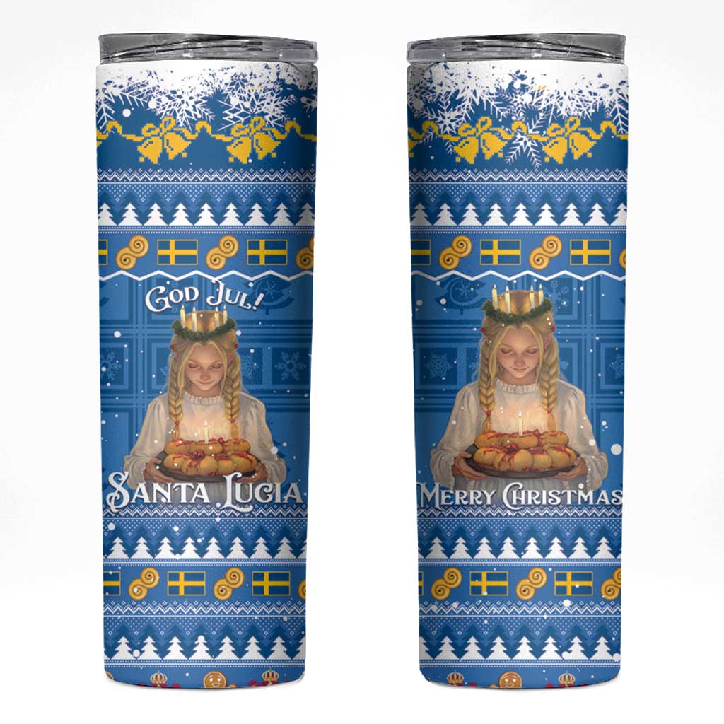 Sweden Christmas Skinny Tumbler God Jul! Santa Lucia - Wonder Print Shop