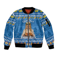 Sweden Christmas Sleeve Zip Bomber Jacket God Jul! Santa Lucia - Wonder Print Shop