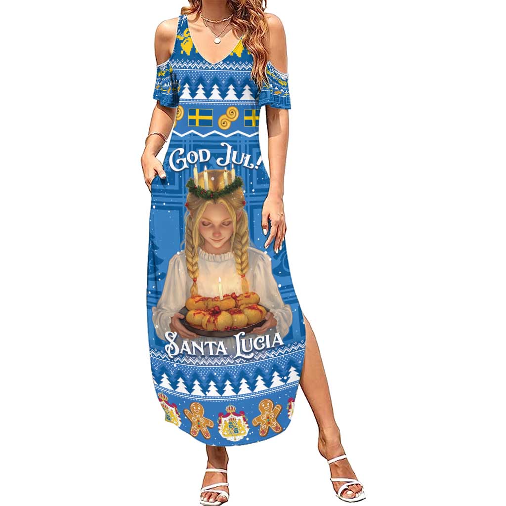 Sweden Christmas Summer Maxi Dress God Jul! Santa Lucia - Wonder Print Shop