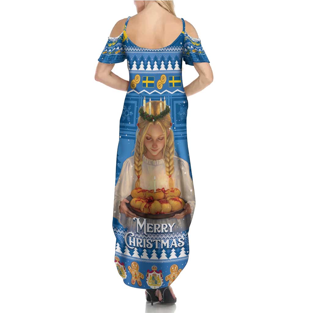 Sweden Christmas Summer Maxi Dress God Jul! Santa Lucia - Wonder Print Shop